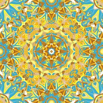 Round mandala seamless pattern. Arabic, Indian, Islamic, Ottoman ornament. Green Stock Illustration