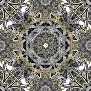 Round mandala seamless pattern. Arabic, Indian, Islamic, Ottoman ornament. Green Stock Illustration