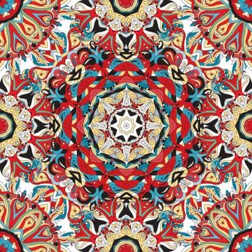 Round mandala seamless pattern. Arabic, Indian, Islamic, Ottoman ornament. Green イラスト素材