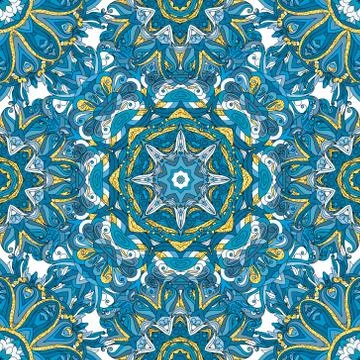 Round mandala seamless pattern. Arabic, Indian, Islamic, Ottoman ornament. Green Stock Illustration