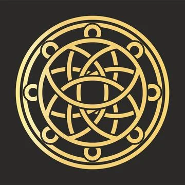 Round mandala vector pattern celtic sign on black background Stock Illustration