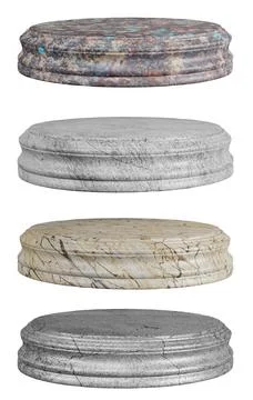 Round marble pallet Empty pallets for product presentation On white backgroun Stock Illustration