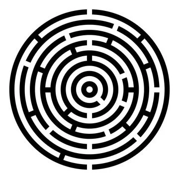 Round Maze Complex Puzzle Game Linear Design Vector Stock Illustration