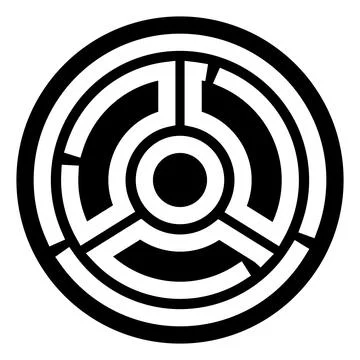 Round maze labyrinth puzzle solution finding concept Stockillustratie