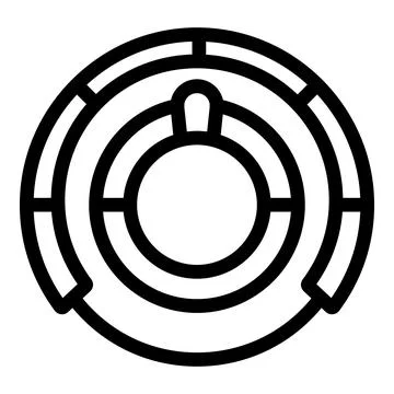 Round maze puzzle with solution icon showing path to success 스톡 일러스트