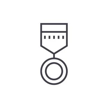 Round medal  vector line icon, sign, illustration on background, editable stroke Stock Illustration