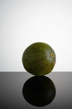 Round melons on a light background, beautiful texture, autumn harvest time Stock Photos