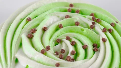 Round Meringue cookie, with white and green mixed color Stock Footage 87176212