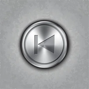 Round metal backward rewind button Stock Illustration