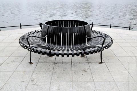 Round metal bench Stock Photos