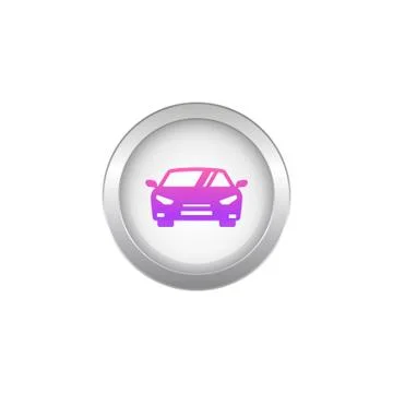 Round metal button with car icon, app icon Illustrazione stock