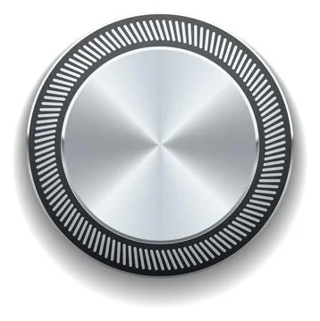 Round metal button. Volume switcher. Silver glossy element Stock Illustration