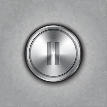 Round metal pause button Illustrazione stock