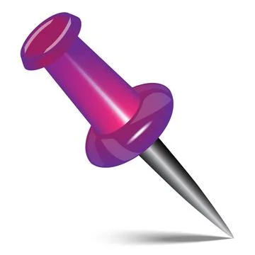 Round metal pushpin for attach memo and pinned documents on white Stock-Illustration