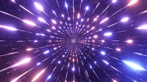 Round metal tunnel pipe with blinking disco lights 3d illustration motion Stock Footage 122504180