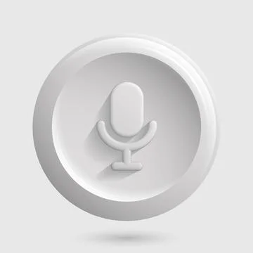 Round Microphone Icon. Light Icon Set. Isolated App Button Stock Illustration