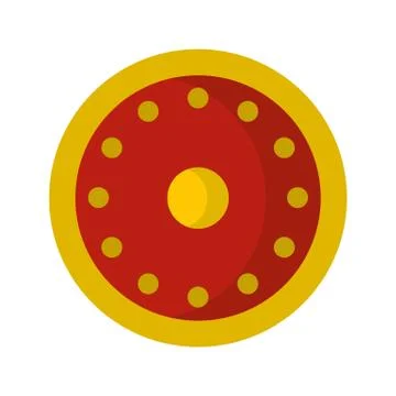 Round military shield icon, flat style Illustration