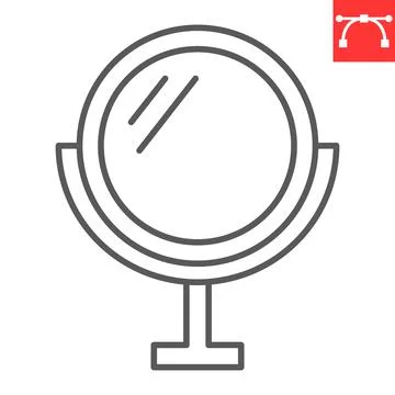 Round mirror line icon Stock Illustration