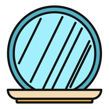 Round mirror reflecting light, placed on a simple base Stock Illustration