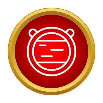 Round mirror reflection icon in red button Stock Illustration