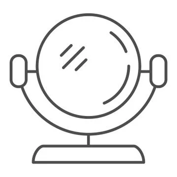 Round mirror thin line icon. Makeup mirror vector illustration isolated on white Stock Illustration
