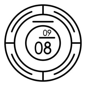 Round modern clock icon, outline style Stock Illustration
