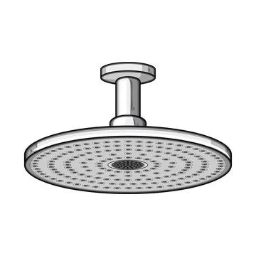 Round modern shower head and plumbing fixture Stock Illustration