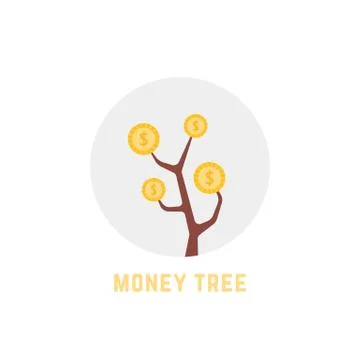 Round money tree logo isolated on white Stock Illustration
