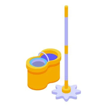 Round mop icon isometric vector. Heavy work Stock Illustration