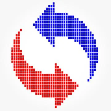 Round Mosaic Arrows, Pixel Blocks, vector Stock Illustration