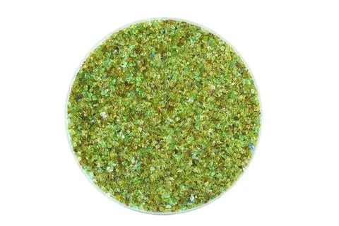 Round moss patch with green and brown colors on surface Stock Photos