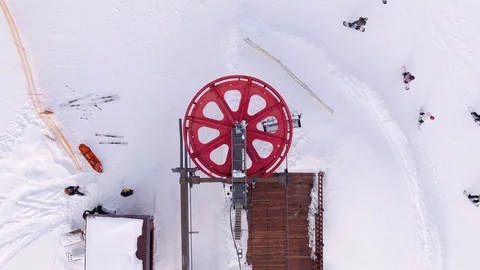 Round motor of the lift Stock Footage 99341245