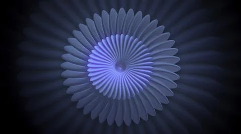 Round moving pattern with petals. Motion. 3D circle with petals moves on Illustrazione stock