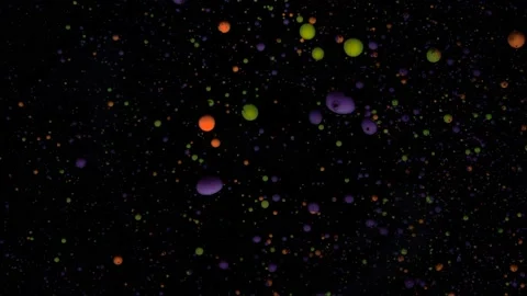 Round multicolored balls on a black background with silver sequins. Red, blue Stock Footage 168763263
