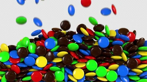 Round multicolored candies fill the container, 3d render with alpha channel Stock Footage 165154112