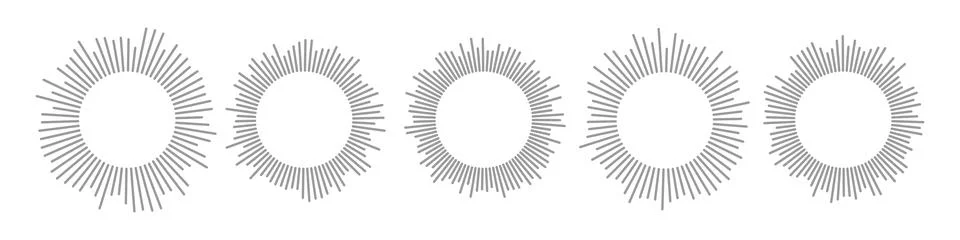 Round Music Wave Graphics. Spiral line patterns depicting sound and radio c.. Stock Illustration