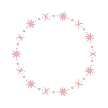 Round mystical frame with mystical elements like sun, moon and star Illustrazione stock