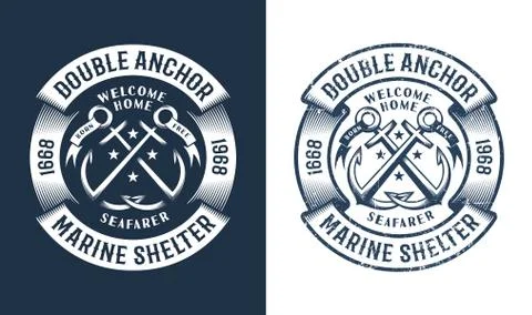 Round nautical logo Stock Illustration