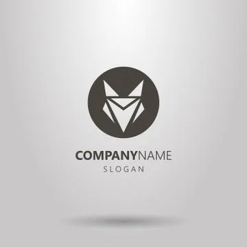 Round negative space  logo of an abstract fox head Stock Illustration