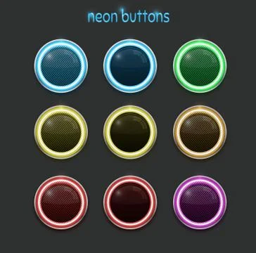 Round neon buttons Stock Illustration