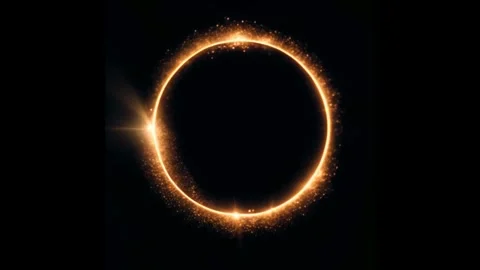 Round neon frame with rays of bright yellow light on a black background. Vídeos de archivo 273953106