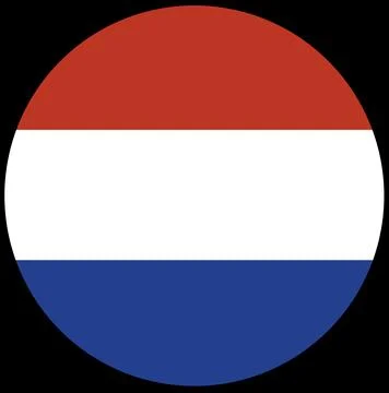 Round Netherlands flag in circle, shape. Netherlands flag button. Stock Illustration