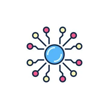 Round Neural Network Chip vector Digital Technology concept colored icon Illustrazione stock
