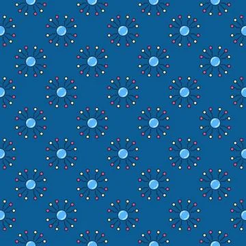Round Neural Network Chip vector Digital Technology colored seamless pattern Illustrazione stock