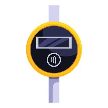 Round nfc validator accepting contactless payment by smartphone Illustrazione stock