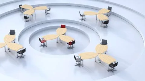 Round open-plan office, 3D Rendering 스톡 일러스트