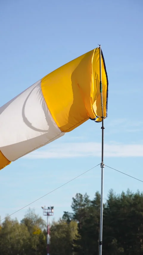 Round opening of windsock slightly moving on light support, vertical video. Stock Footage 343953530