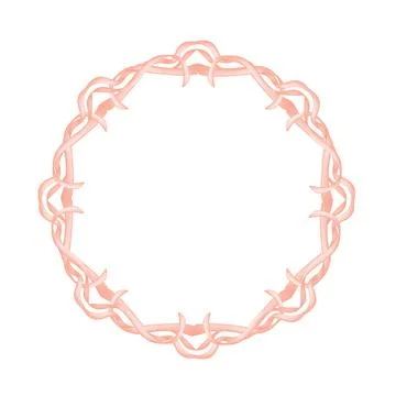Round openwork pink ribbons frame watercolor イラスト素材