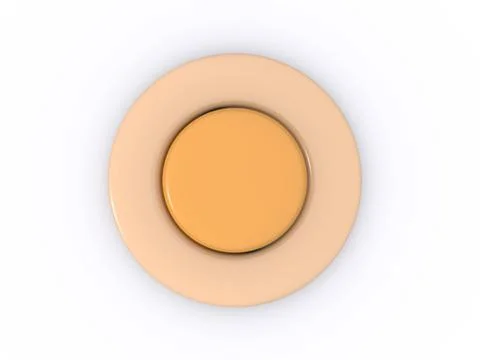 Round orange button isolated on white background. 3D icon Stock Illustration