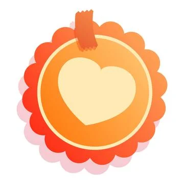 Round orange label with heart shape for valentine's day イラスト素材